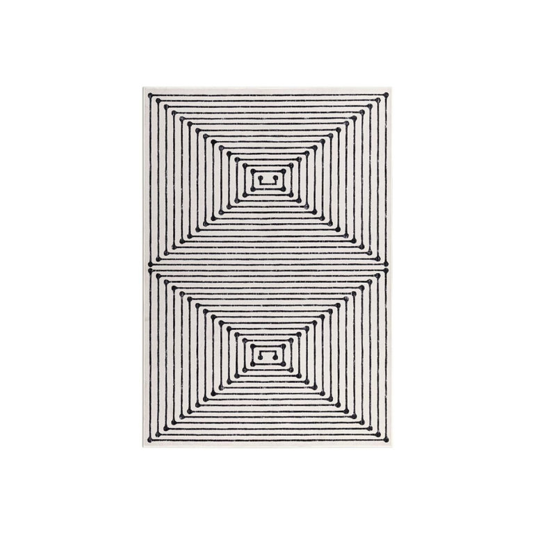 Tapis noir et blanc 5 pi x 7 pi pour salon, noir et blanc