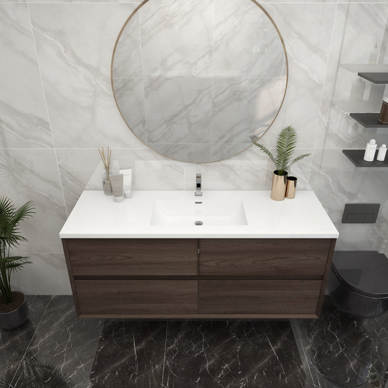 Meuble-lavabo simple 60 po, Chêne rouge