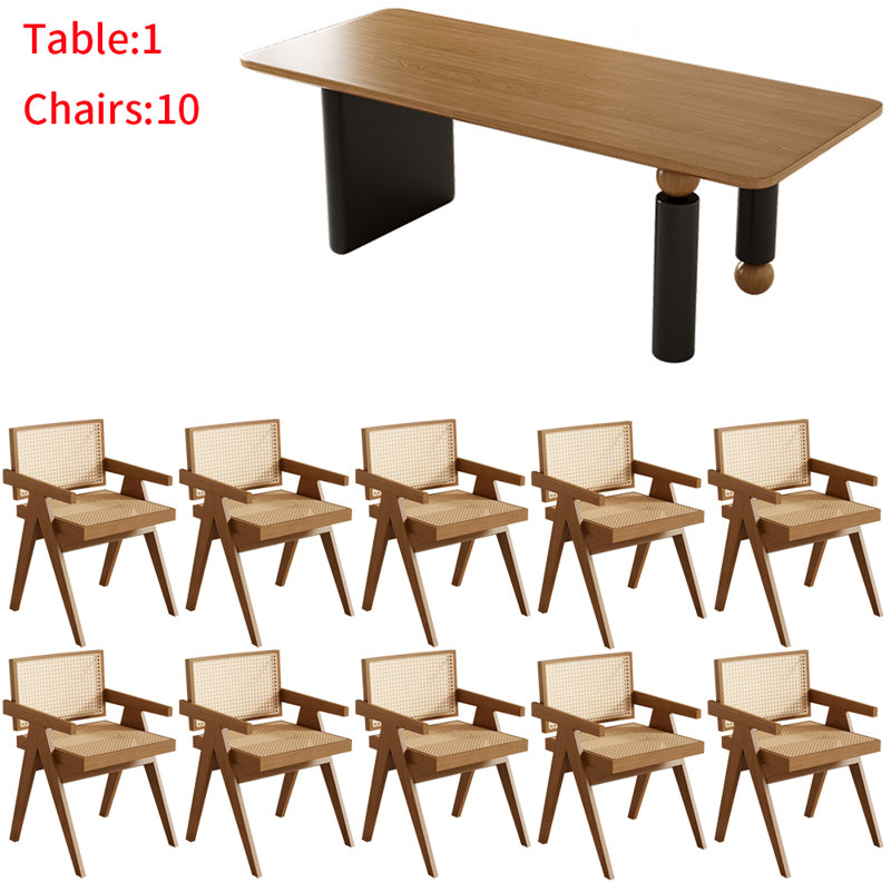Japanese solid wood dining table set, Black