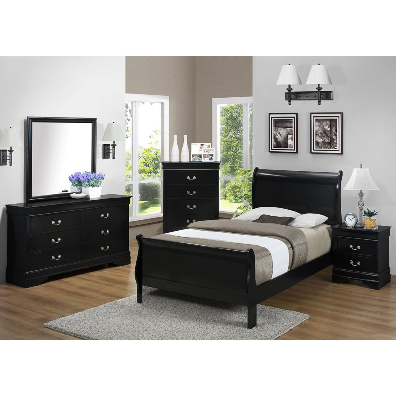 Julianis 5-1_Norah Sleigh Bedroom Set, Black, Twin