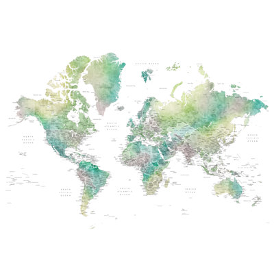 Carte du monde magnétique encadrée dans des tons de terre