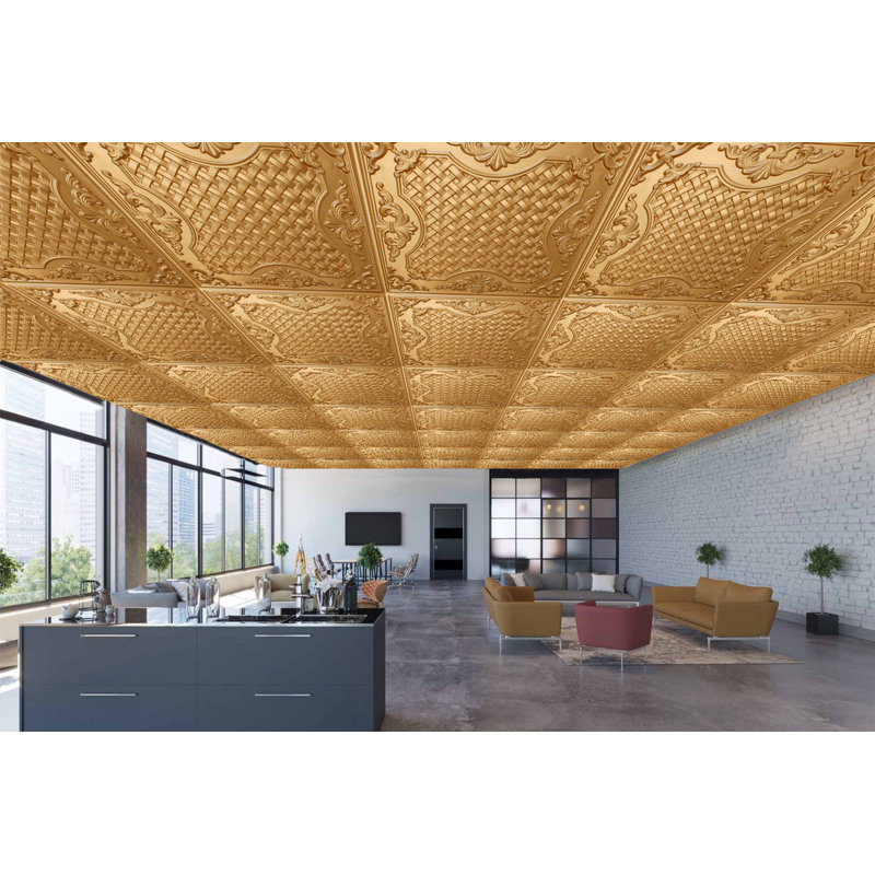Carreau de plafond en PVC 2 pi x 2 pi Falkirk Perth, Or