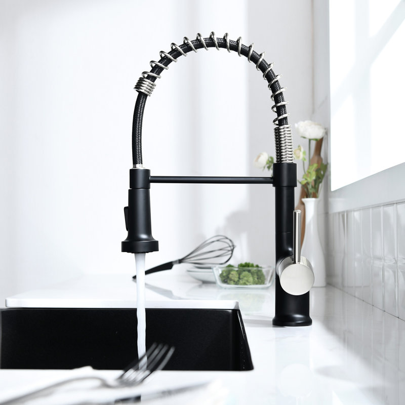 Robinet de cuisine contemporain noir et nickel
