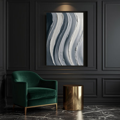 DiagonalStripes Fog Gray White Green Canvas Wall Art