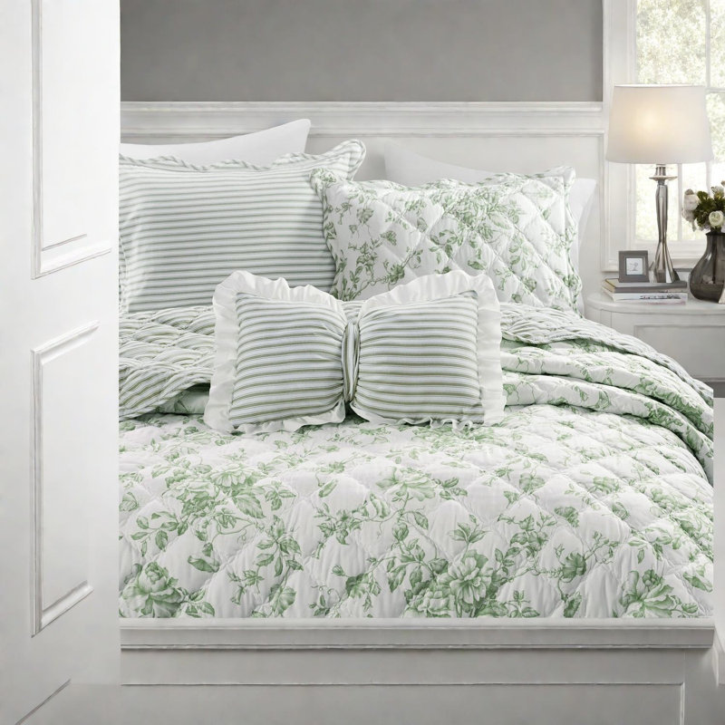 Ensemble de literie réversible pour très grand lit, courtepointe à motif floral moderne en microfibre douce