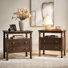 Jeremie Traditional 26"W 2-Drawer End Table with Charging Station and Pull-Out Shelf and Easy Assembly