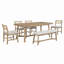 Ensemble de salle à manger 6 pièces de style maison de campagne rétro, table rectangulaire et 4 chaises rembourrées avec rotin et banc pour la salle à manger et la cuisine