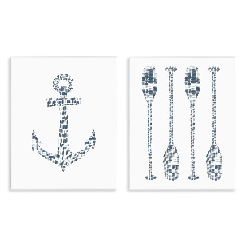«Simple Lines Nautical Anchor Oars», ensemble de 2 plaques murales par Jetty Home, LLC