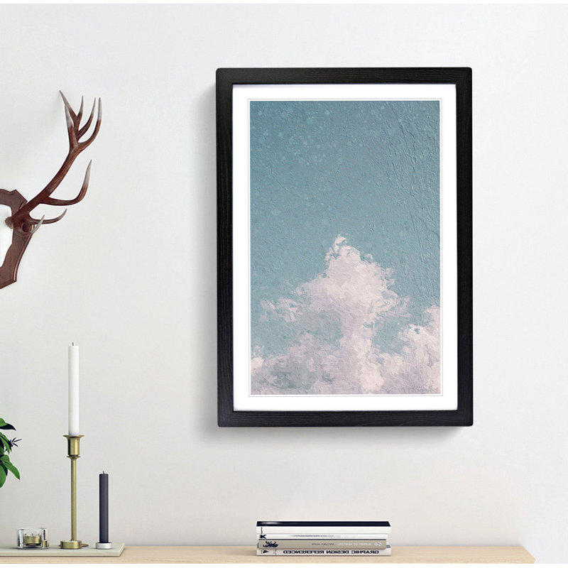 White Clouds Reaching Upwards - Framed Print, 48cm H x 36cm W x 2cm D, Black Framed