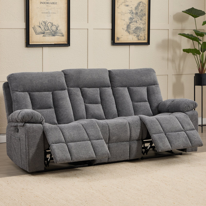 Ensemble de salon 3 pièces inclinable en microfibre moderne avec deux fauteuils électriques surdimensionnés et un canapé manuel