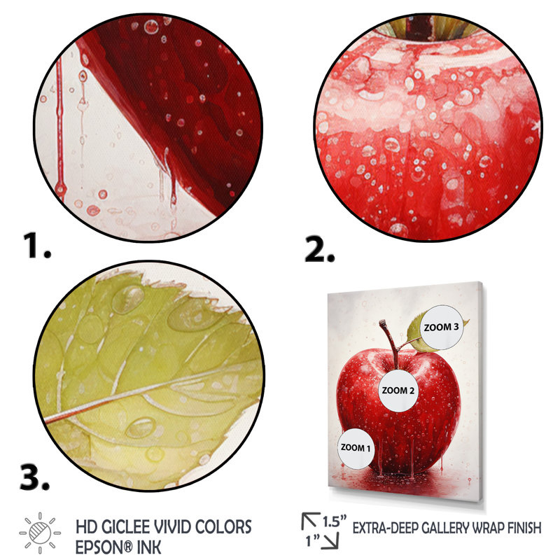 Fruit Candy Apple Red " Fruit Candy Apple Red ", Black Framed, 20" H x 12" W x 1" D