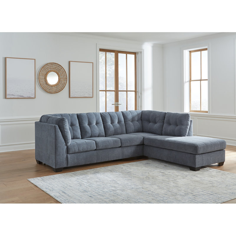Ikumi Upholstered L-Shaped Sectional, Right Hand Facing, Denim Polyester Blend
