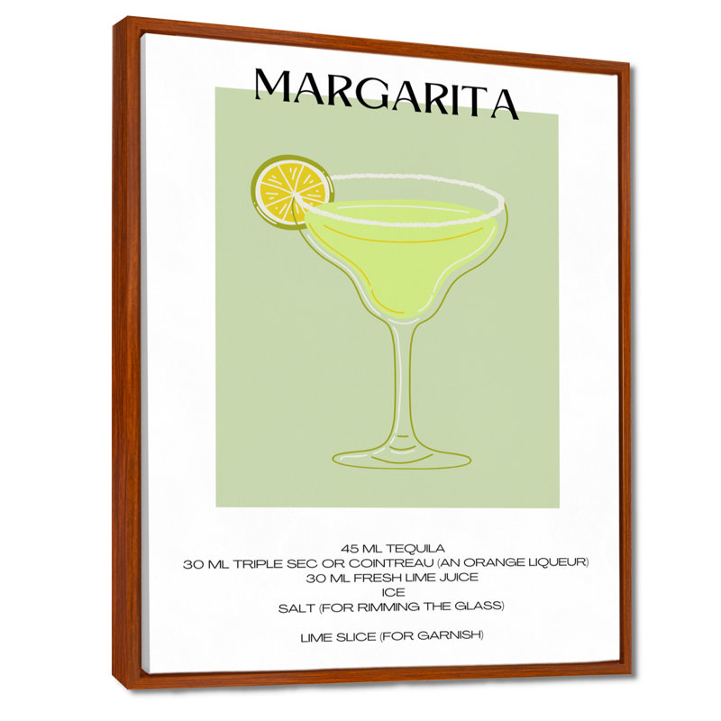Lime Margarita, cocktail mexicain I - salon d'art mural cocktails, Cadre flottant brun, H 40 po x l 30 po