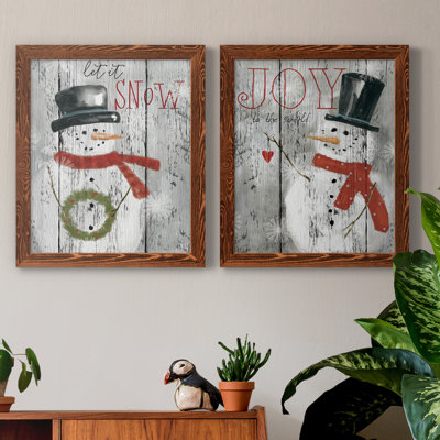 «Let It Snow Snowman», ensemble de 2 reproductions d'art textuel