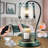 Candle Warmer Lamp With Timer And  Dimmer - Green Marble Base With Retro Glass Lampshade.