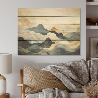 Majestic Mountain Peaks I - montagnes, art sur bois de pin naturel