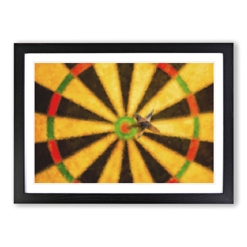 Bulls Eye Dartboard - Picture Frame Painting, Black Framed, 36cm H x 48cm W x 2cm D