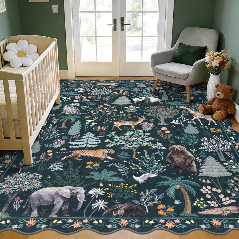 Animal Print Area Rugs Washable Non Slip Large Carpet Low Pile Rug, Rectangle 5' x 7'