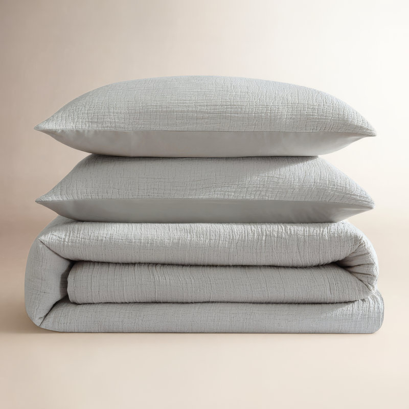 Ensemble de housse de couette Calvin Klein, Housse de couette pour grand lit et 2 taies décor, Gris