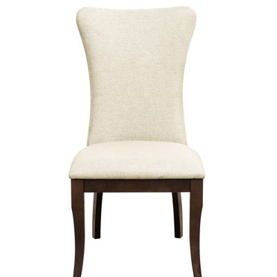 De 2 chaises d'appoint traditionnelles, bois de finition cerisier foncé, siège en tissu, meubles de salle à manger 2 pièces, style, pièce
