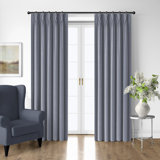 Walker Ticking Stripe Indigo/Ivory Cotton Pinch Pleat Drapery Panel Set of 2
