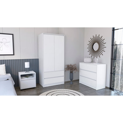 Beloit 3 Piece Bedroom Set, Nightstand + Dresser+ Armoire