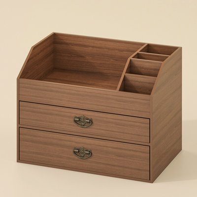 Drawer-type cosmetic storage box Wooden dressing table desktop Skin care product rack