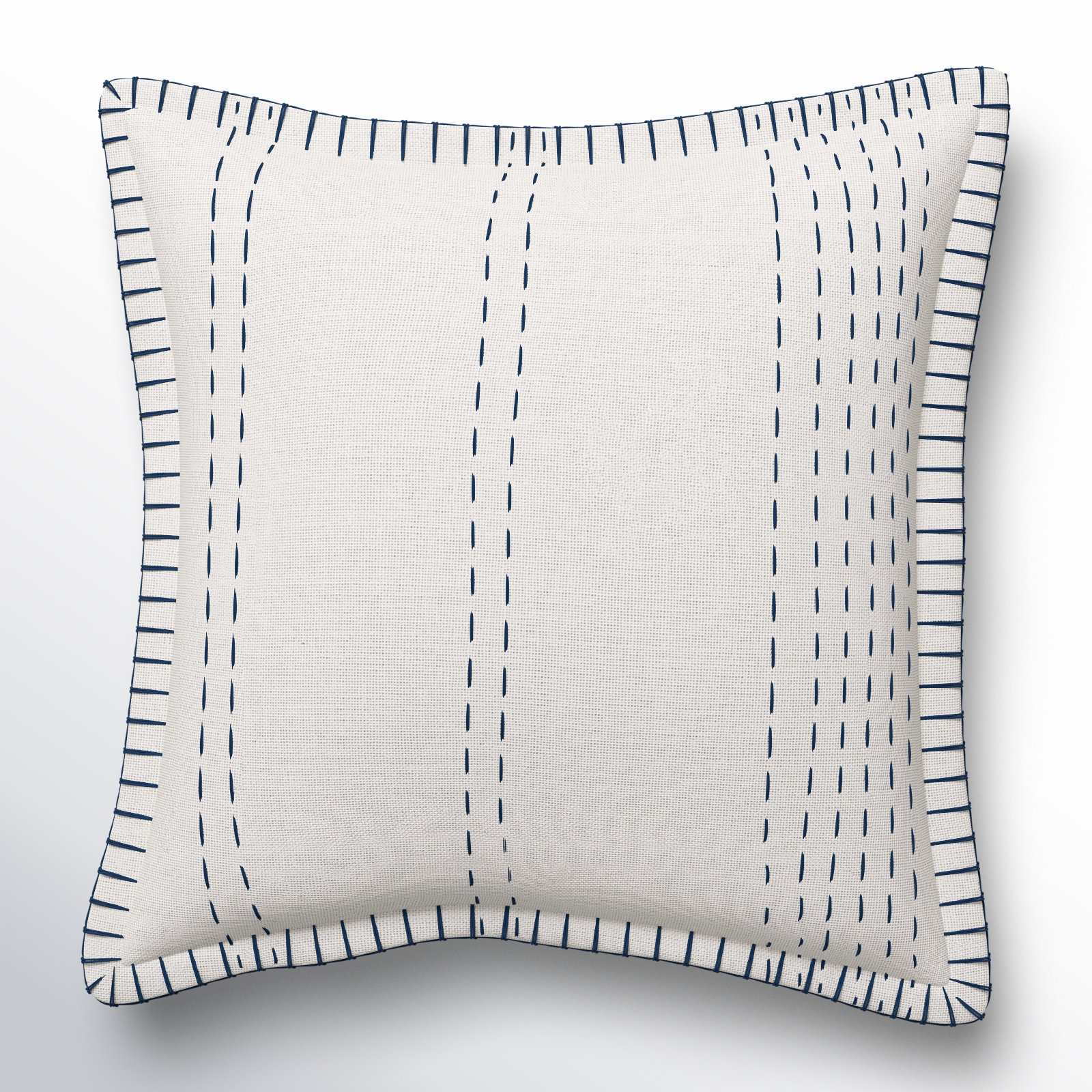 Roseville Cotton Throw Pillow Cover & Insert, Cream/Navy