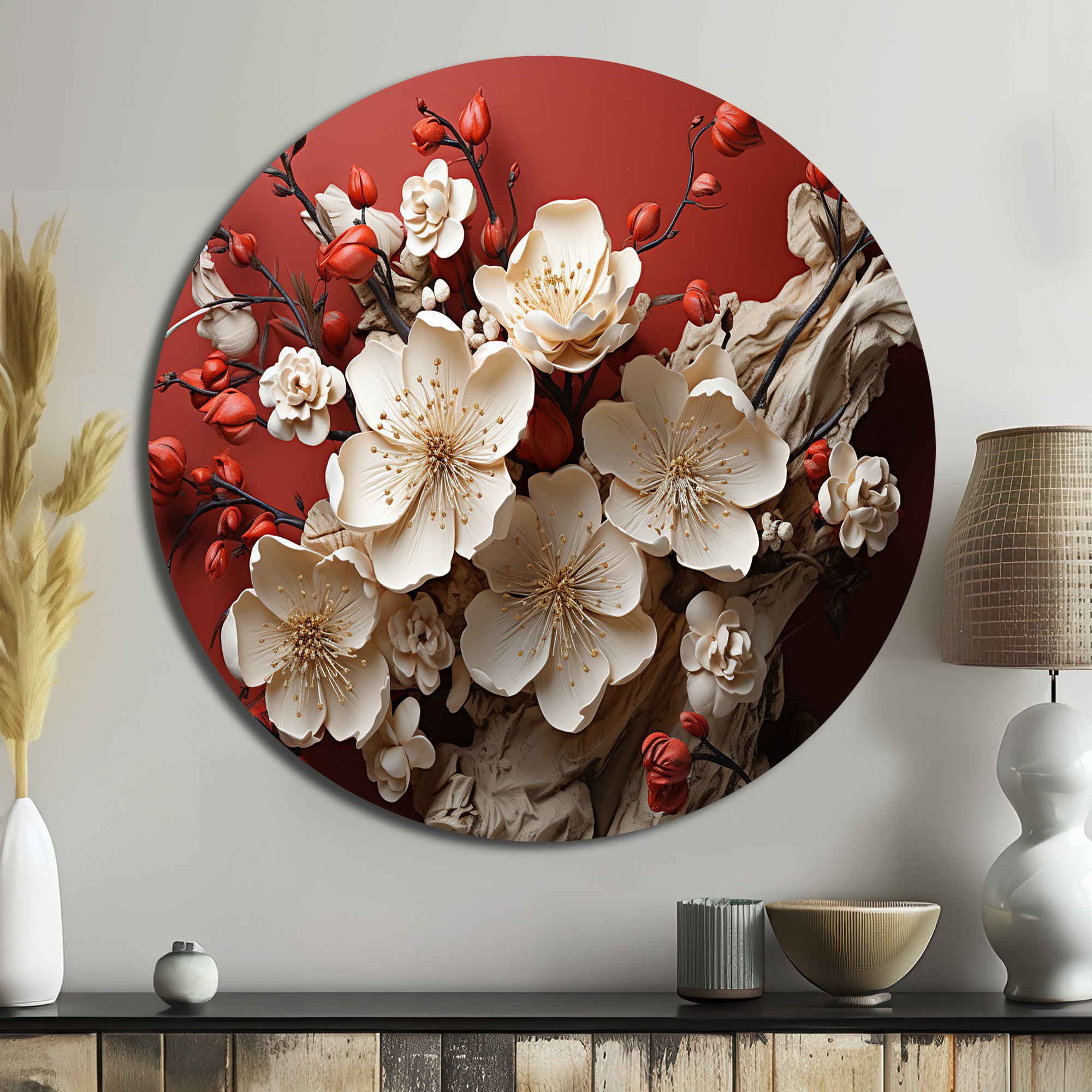 Lark Manor Bosonohy - Floral Round Metal Art - Wayfair Canada