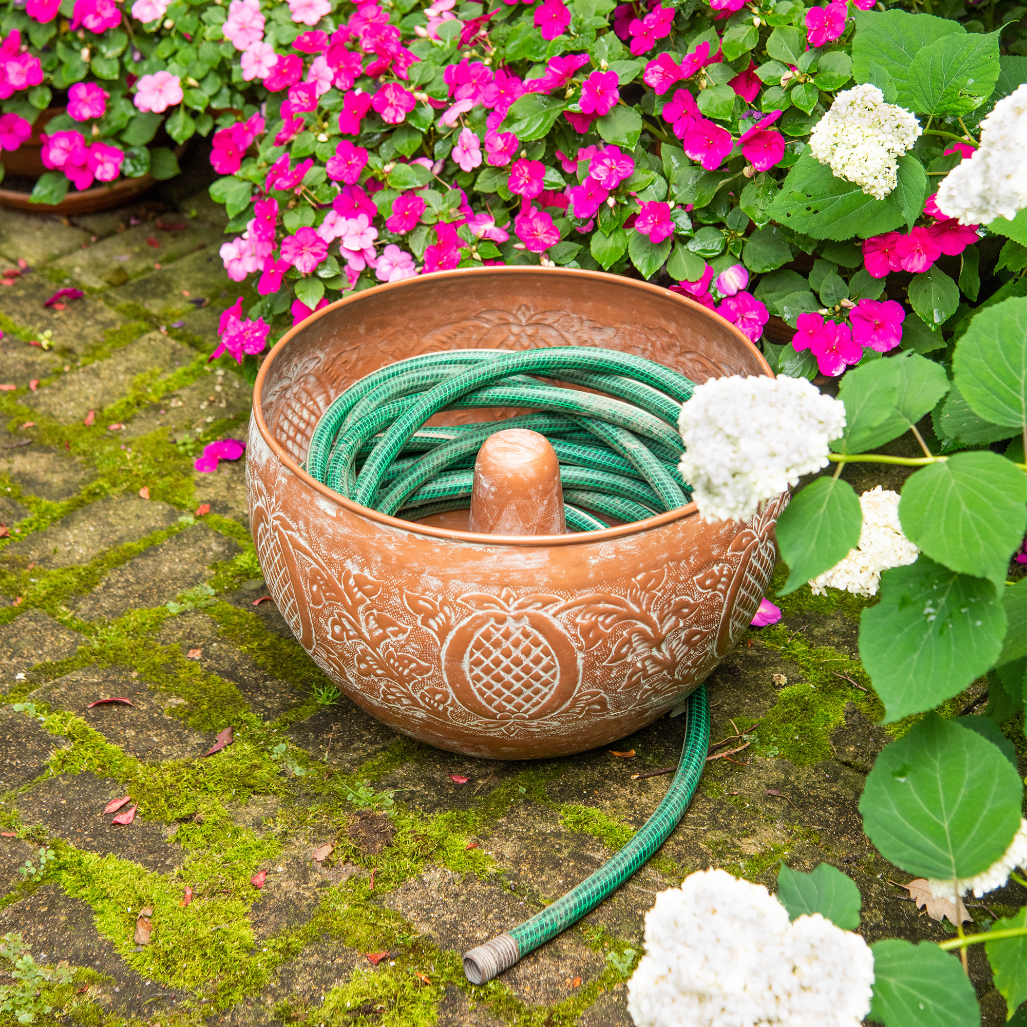 CobraCo Embossed Decorative Leaf Metal Hose Pot & Reviews | Wayfair