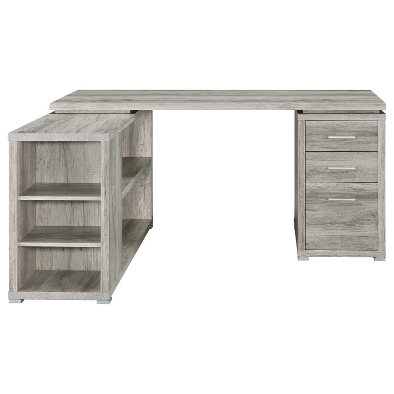 Tona Grey Driftwood 3-Drawer L-Shape Desk, Driftwood