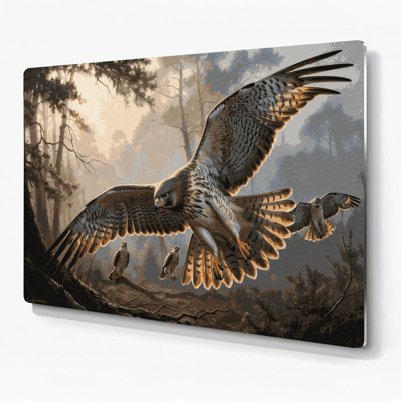 Art mural en métal oiseaux, Northern Goshawk, H 20 po x l 30 po