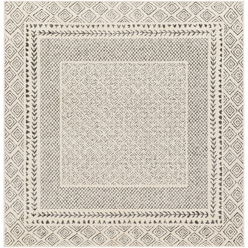 Calvo Light Beige/Charcoal Area Rug, Square 6'7"