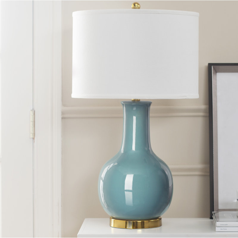 Jenna Ceramic Table Lamp, Light Blue