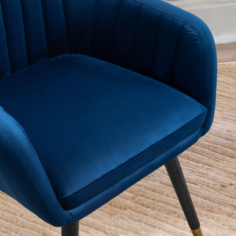 Fauteuil capitonné Quentavious CAL117 de 25,48 po de largeur, Polyester bleu
