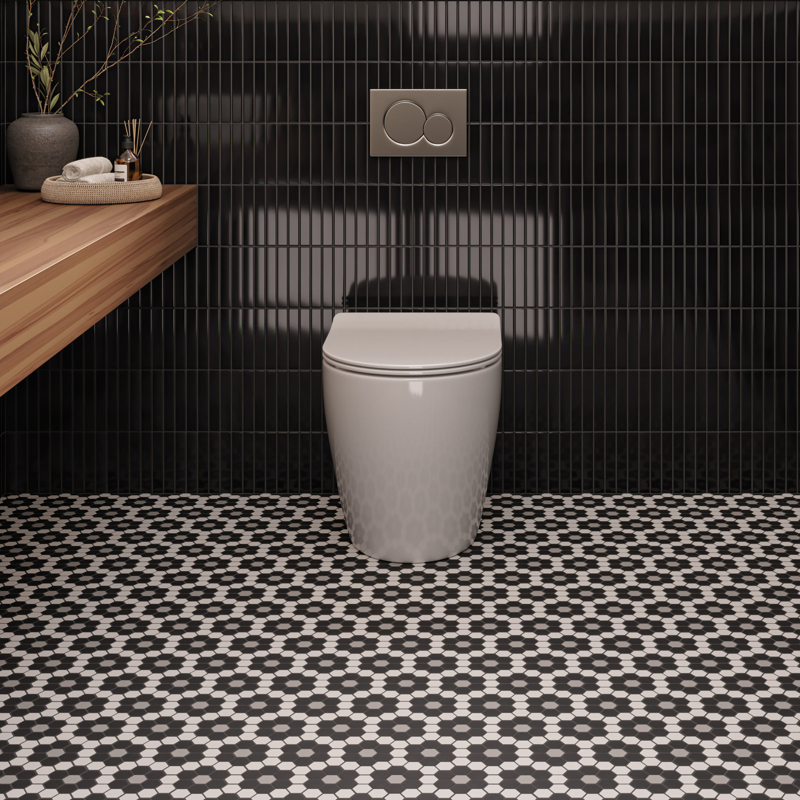 Le Cafe 1" x 1" Matte Porcelain Mosaic Tile - Deco Design 6