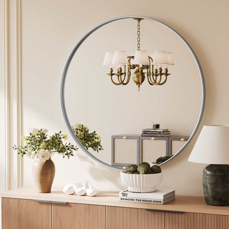 Miroir mural Alauni , 30 po x 30 po, Argent brossé