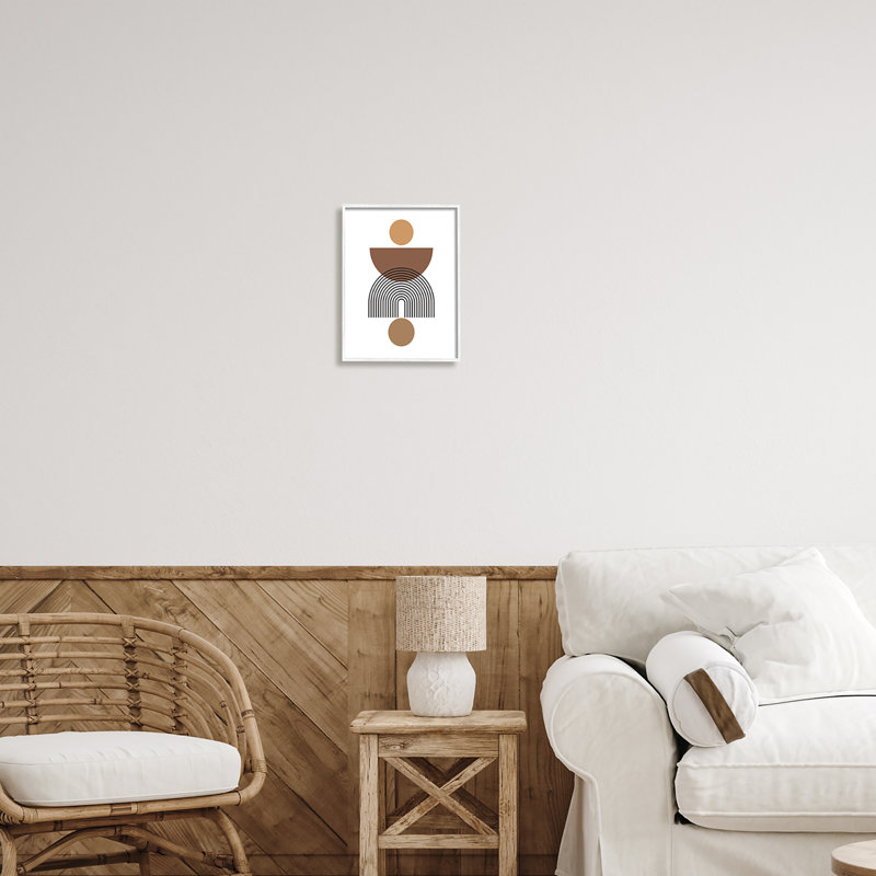 «Brown Shapes On White on Wood», impression, H 14 po x l 11 po x P 1,5 po, Giclée encadrée blanc bord de mer