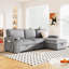 Canapé-lit modulaire confortable avec rangement et porte-gobelet - sièges gris contemporains 3 espaces cachés-2002541737