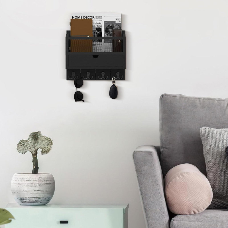 Wood Wall Organizer, Black