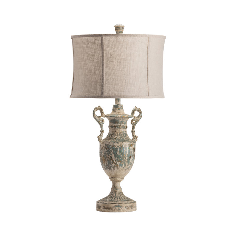 Lampe de table 33 "en résine avec abat-jour crème