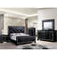 Table de chevet noire avec poignées en croûte de diamant et tiroirs de rangement de chambre à coucher de style contemporain à DEL-295270304