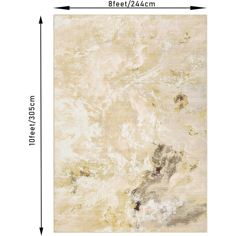 Machine Washable Non-Slip Rubberback Runner Modern Abstract Geometric Print Carpet Traditional Area Rug for HallwayBedroomLiving RoomGold