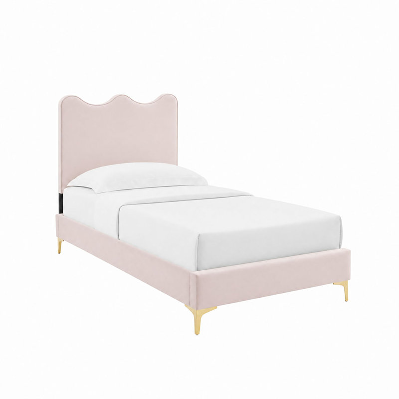 Modway Current Performance Velvet Platform Bed, Twin, Pink