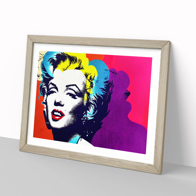 Pop Marilyn Monroe - Single Picture Frame Print, Oak, 34cm H x 46cm W x 2cm D