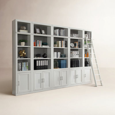 Bibliothèque murale Nicoletti H 94,5 po x l 140 po avec échelle