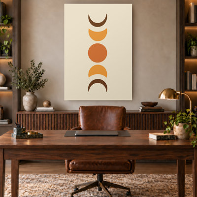 Terracotta Minimalist Moon Phase Boho Canvas Wall Art