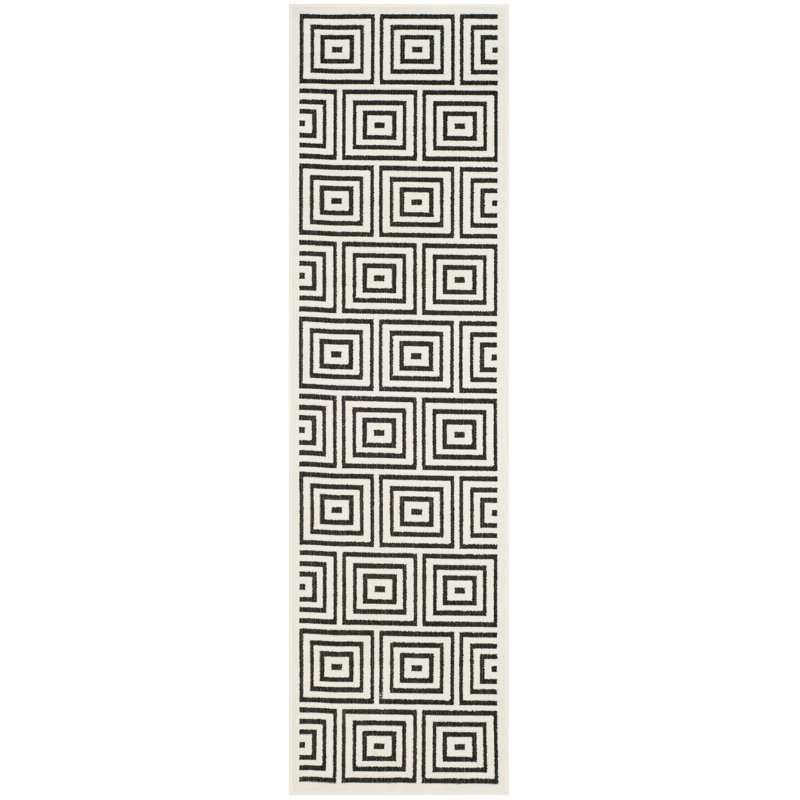 Tapis noir et crème Bosco, Tapis de couloir 2 pi 3 po x 8 pi