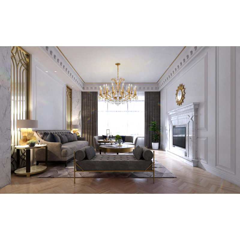 Renaissance Nouveau 18 Light 40in x 27.5in Chandelier in Heirloom Bronze with Clear Heritage Handcut Crystals, Heirloom Gold