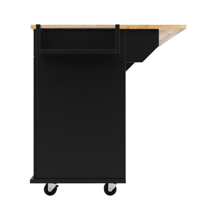 Wood Kitchen Island, Black